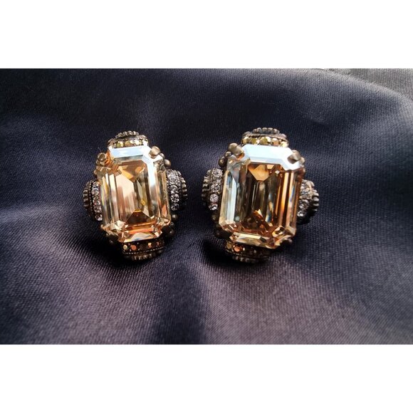 Vintage Large Rhinestone SORRELLI Signed Jewelry Set Ring and Earrings - Picture 3 of 5